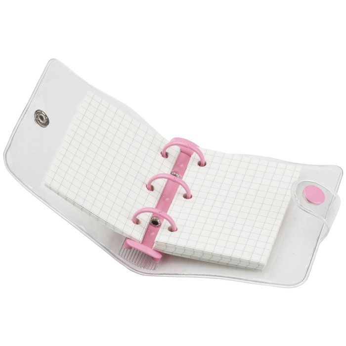 CMP General - Libreta de Anillas Mini con Tapa de Plástico y Cierre, Bolsillos Internos, 80 Hojas Cuadriculadas, 8.5 x 2.5 cm, Colores Surtidos