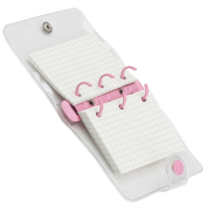 CMP General - Libreta de Anillas Mini con Tapa de Plástico y Cierre, Bolsillos Internos, 80 Hojas Cuadriculadas, 8.5 x 2.5 cm, Colores Surtidos