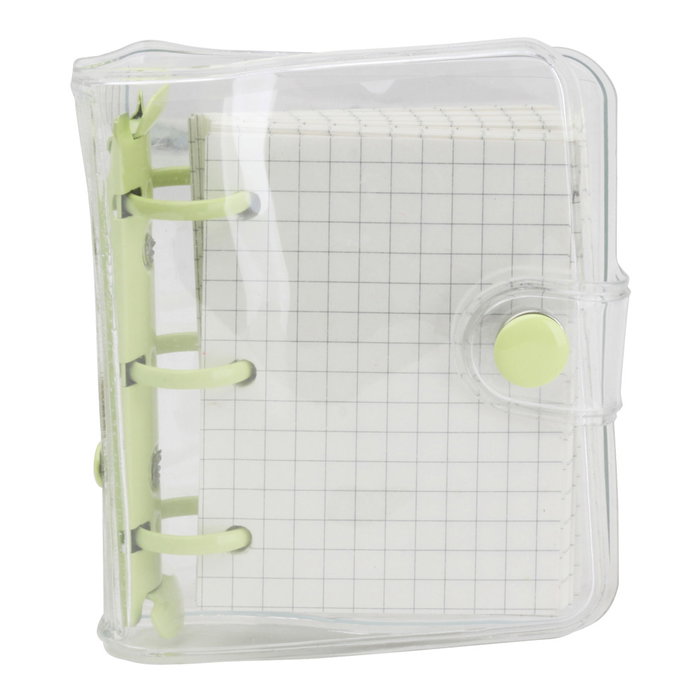 CMP General - Libreta de Anillas Mini con Tapa de Plástico y Cierre, Bolsillos Internos, 80 Hojas Cuadriculadas, 8.5 x 2.5 cm, Colores Surtidos