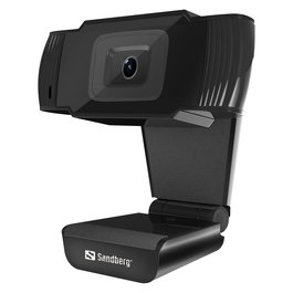 SANDBERG USB Webcam 480P Saver, 0.3 MP CMOS, 640x480@30fps, Micrófono Incorporado, Negro, Compatible con Windows 10, 7, 8, XP, Vista, MAC