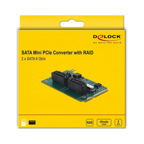 DeLOCK Adaptador PCIe a 2 Puertos SATA RAID 0, 1, SPAN - 95264 para Windows 7, 8, 8.1, 10 y Linux