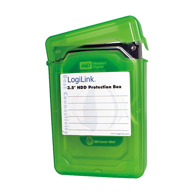 LogiLink Caja de protección para 1 HDD de 3,5 pulg, verde