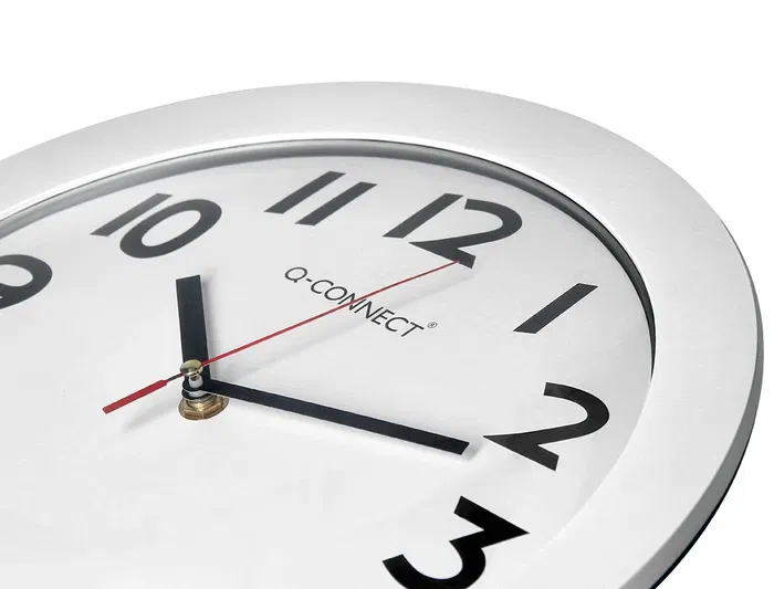 Q-connect Reloj de Pared Redondo Plástico Oficina 30 cm Marco Blanco
