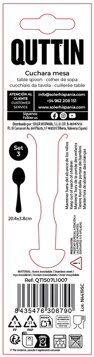 Inde Set 3 Cucharas de Mesa "Louvre" Acero Inoxidable 2mm (12 Cajas)
