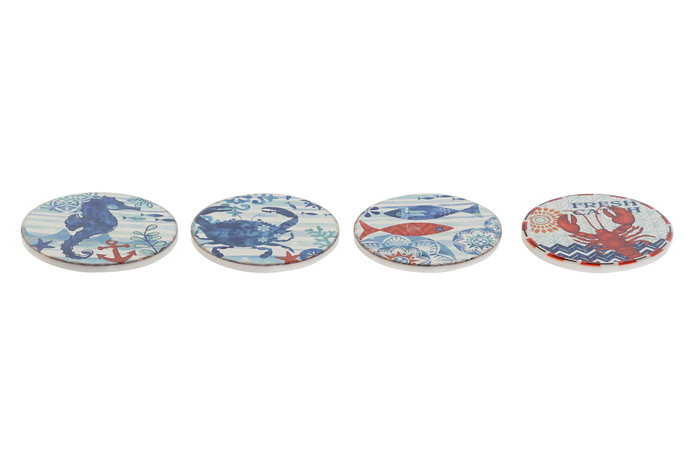 DKD Home Decor Posavasos Dolomite Marino Surtido de 12 Unidades