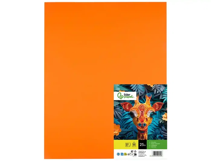 Liderpapel Cartulina Naranja 50x65 cm 180g/m2 Paquete de 25 Hojas