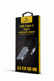 GEMBIRD A-CM-COMBO3-02 Base para portátil y replicador de puertos, USB 3.2 Gen 1 (3.1 Gen 1) Type-C, 87W, Plata