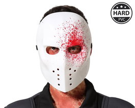 Mascara Hockey Blanca Con Salpicaduras De Sangre Halloween