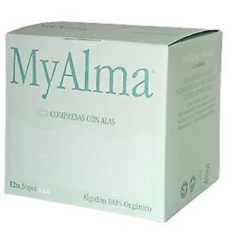MYALMA Compresas Super con alas 100% algodón orgánico 14 uds. MYALMA Compresas Super con alas 100% algodón orgánico 14 uds.