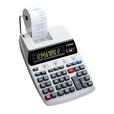 Canon MP120 - Calculadora de sobremesa con impresora, pantalla de 12 dígitos y 2 colores (verde/rojo), funciones financieras, de impuestos y conversión de divisas, color beis y gris
