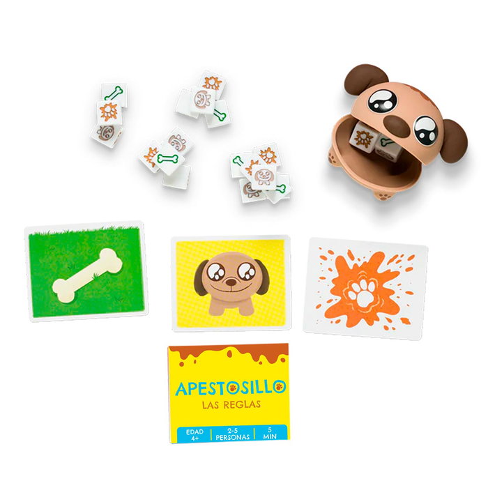 Asmodee Juego Apestosillo Ekiylst01Es Juego de Emparejar Imágenes con Dados y Cubilete Perrete