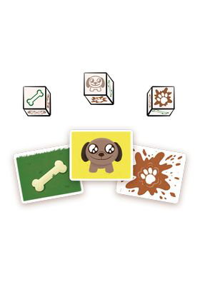 Asmodee Juego Apestosillo Ekiylst01Es Juego de Emparejar Imágenes con Dados y Cubilete Perrete