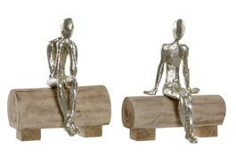 DKD Home Decor Figura de Persona en Resina y Mango, Surtido de 2 Unidades