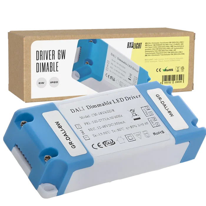 BX3 LIGHT CM-6VADDR Driver LED DALI 6W 300mA 12-48VDC Clase II, Fuente de Alimentación para Luminarias LED Regulable, Flicker Free BX3 LIGHT CM-6VADDR Driver LED DALI 6W 300mA 12-48VDC Clase II, Fuente de Alimentación para Luminarias LED Regulable, Flicker Free