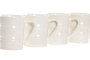 DKD Home Decor Mug Basicos Blanco Natural Porcelana Bambu Set 4 Piezas 13x13x31 cm Capacidad 350ml Apto Microondas Lavavajillas
