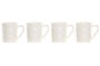 DKD Home Decor Mug Basicos Blanco Natural Porcelana Bambu Set 4 Piezas 13x13x31 cm Capacidad 350ml Apto Microondas Lavavajillas