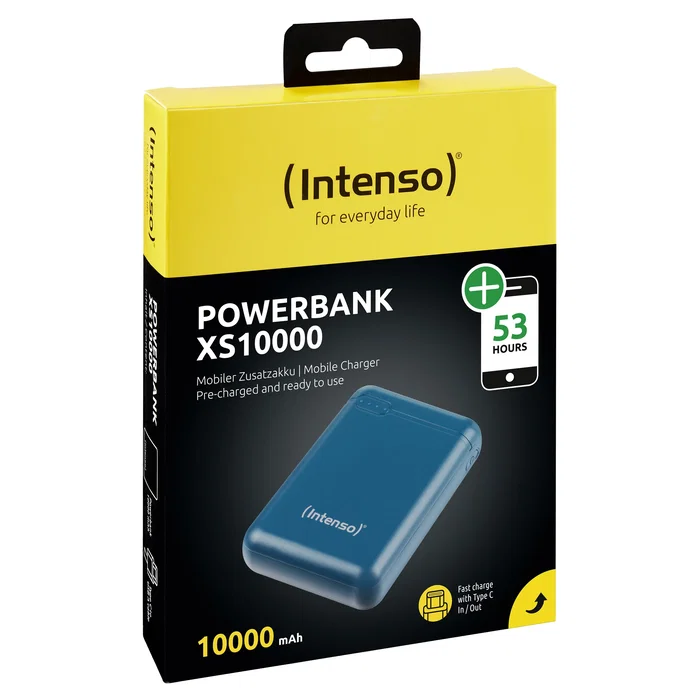 Intenso XS10000 Power Bank 10000 mAh Batería Externa - Color Petróleo - Con USB-C y Micro-USB - Incluye Cable USB-A a USB-C
