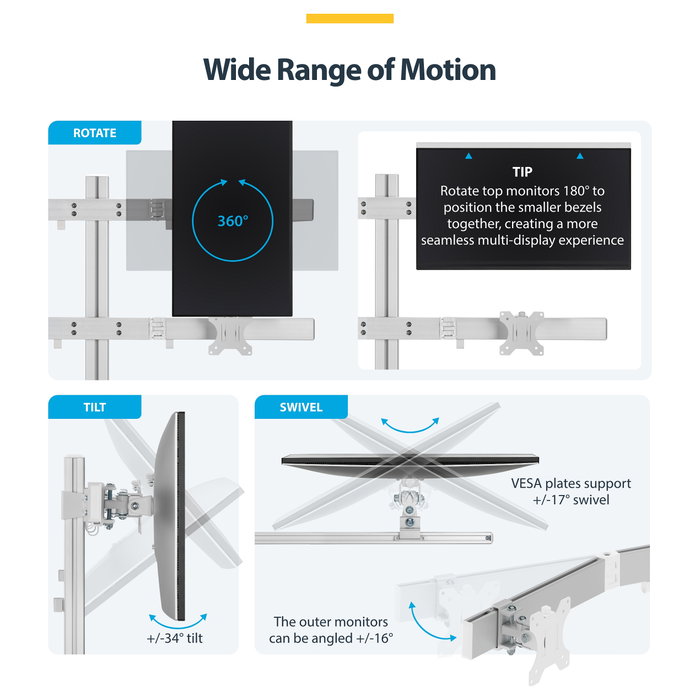 StarTech.com 6-MONITOR-ARM-A Soporte para 6 Monitores Blanco
