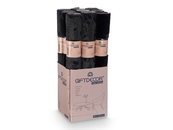 Giftdecor Alfombra Soft Negra 80 x 140 cm (Set de 9)