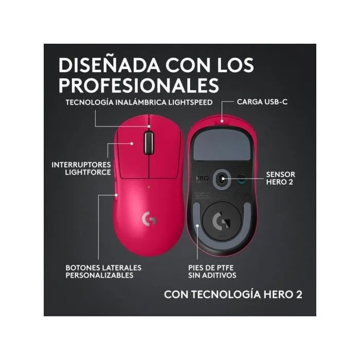 Logitech G PRO X Superlight 2 Ratón Gaming Inalámbrico - Rosa