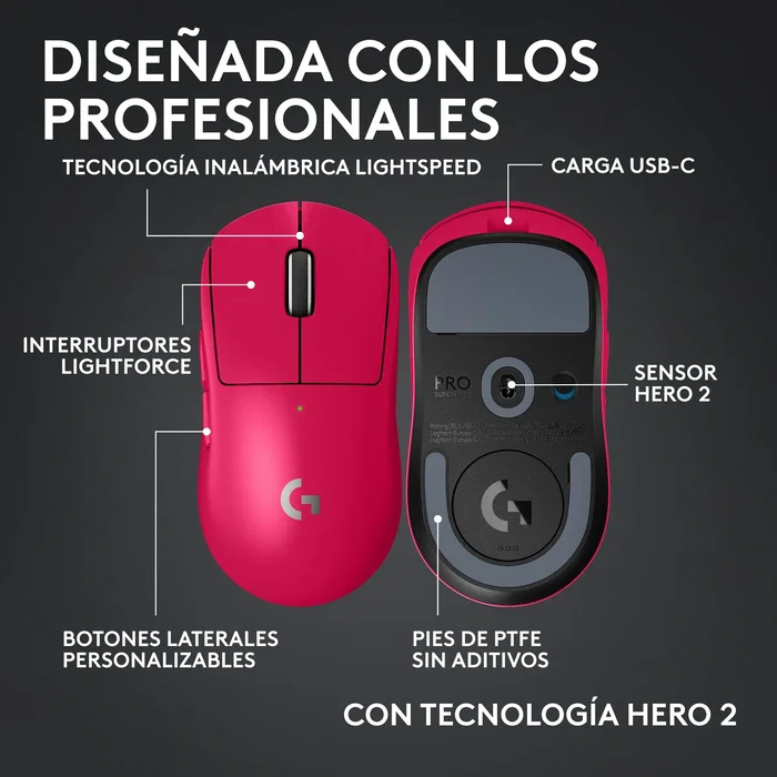 Logitech G PRO X SUPERLIGHT 2c Ratón Gaming Inalámbrico Rosa