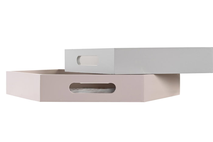 DKD Home Decor Bandeja MDF 38x33x5 Surtido de 2 Colores, Colección Casablanca 2022