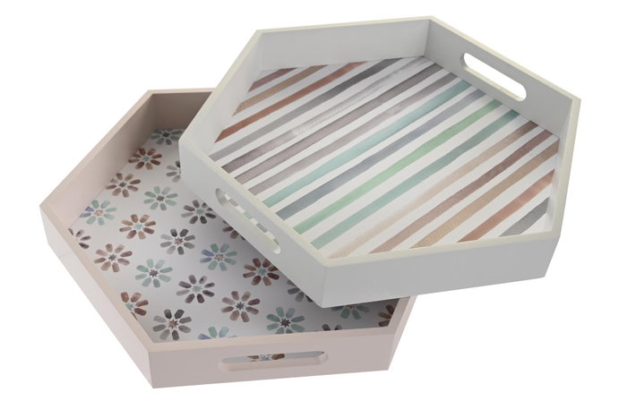 DKD Home Decor Bandeja MDF 38x33x5 Surtido de 2 Colores, Colección Casablanca 2022