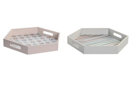 DKD Home Decor Bandeja MDF 38x33x5 Surtido de 2 Colores, Colección Casablanca 2022