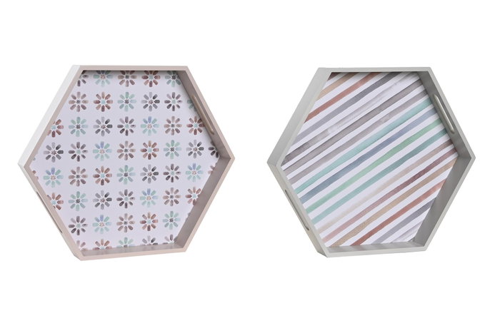 DKD Home Decor Bandeja MDF 38x33x5 Surtido de 2 Colores, Colección Casablanca 2022