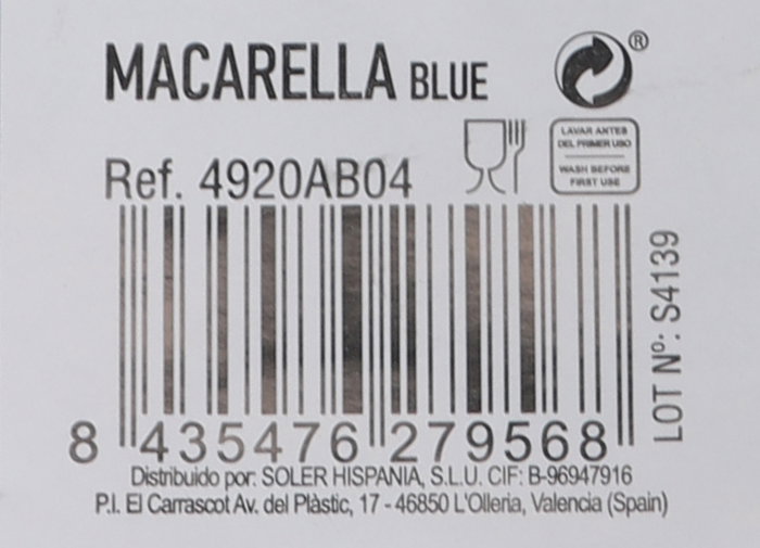 La Mediterranea Plato Macarella Blue 16 cm (24 Unidades) concentrado de vajilla