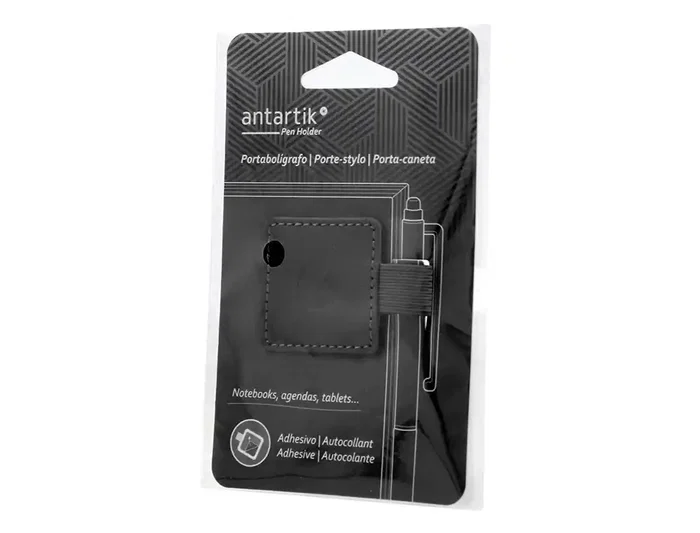 Antartik Portaboligrafos Autoadhesivo para Cuaderno Note con Elastico hasta 15 mm Grosor, Negro
