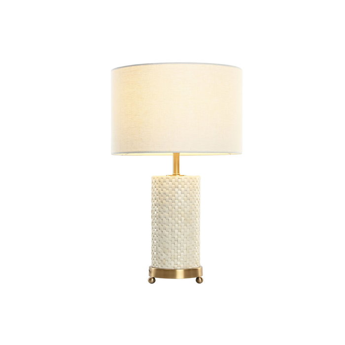 DKD Home Decor Lámpara de Sobremesa Latón Hueso Blanco