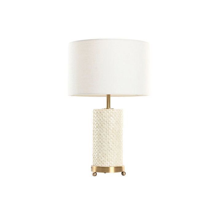 DKD Home Decor Lámpara de Sobremesa Latón Hueso Blanco