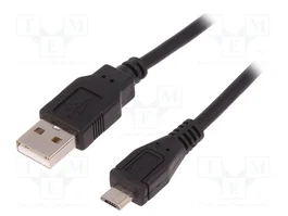 QOLTEC Cable USB 2.0 con conector USB A y USB B micro, 1,8m, negro