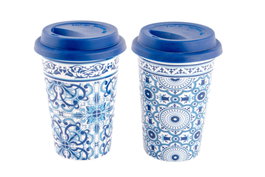 DKD Home Decor Mug Mediterraneo Azul Porcelana y Silicona 10 x 14 x 10 cm (6 Unidades)