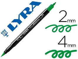 Lyra Rotulador Aqua Brush Acuarelable Doble Punta Fina y Pincel, Tinta Base Agua, Color Verde
