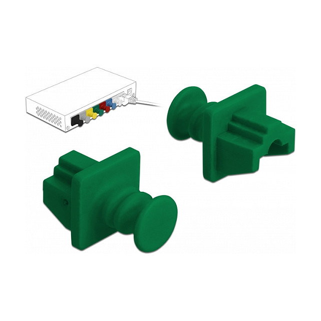 DeLOCK 86512 Cubierta antipolvo para puerto RJ-45, Verde, 10 unidades