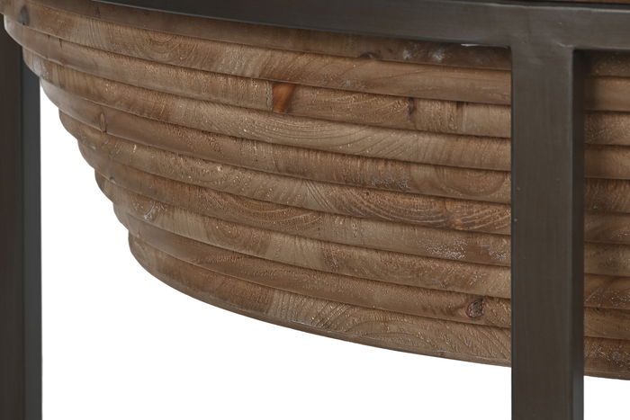 DKD Home Decor Mesa Centro Moderno Negro Marron Abeto Cristal 102 x 46 x 102 cm