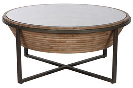 DKD Home Decor Mesa Centro Moderno Negro Marron Abeto Cristal 102 x 46 x 102 cm