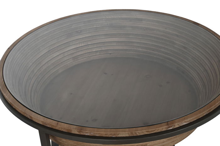 DKD Home Decor Mesa Centro Moderno Negro Marron Abeto Cristal 102 x 46 x 102 cm