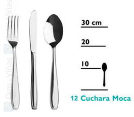 Cruz De Malta Cucharita Moca para café, acero inoxidable 18/10, 107 mm de largo, acabado pulido extra, cubertería (Set de 12)