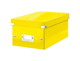 Leitz Caja Almacenamiento DVD Click&Store 206x147x352 mm, Cartón Reciclado, Plegable, Amarillo