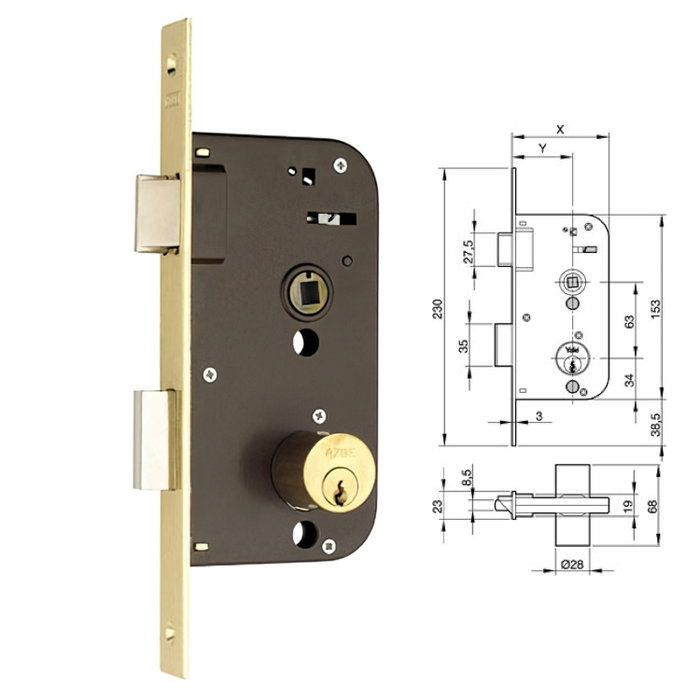 YALE Cerradura de Embutir 45-hl/ 70 con Doble Cilindro