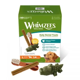 Whimzees by Wellness Golosinas Dentales Masticables para Perros - Caja Variada Tamaño L, 14 Piezas para Perros de 18-27 kg