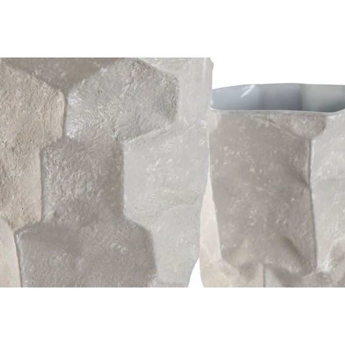 DKD Home Decor Set de 2 Jarrones Metálicos Beige 19x19x48 cm