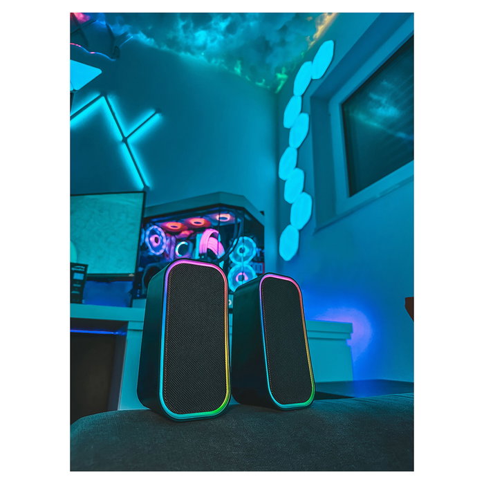 Speedlink TOKEN Altavoces Gaming RGB Estéreo 2.0 Inalámbricos y Alámbricos para PC, Negro