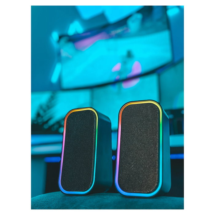 Speedlink TOKEN Altavoces Gaming RGB Estéreo 2.0 Inalámbricos y Alámbricos para PC, Negro
