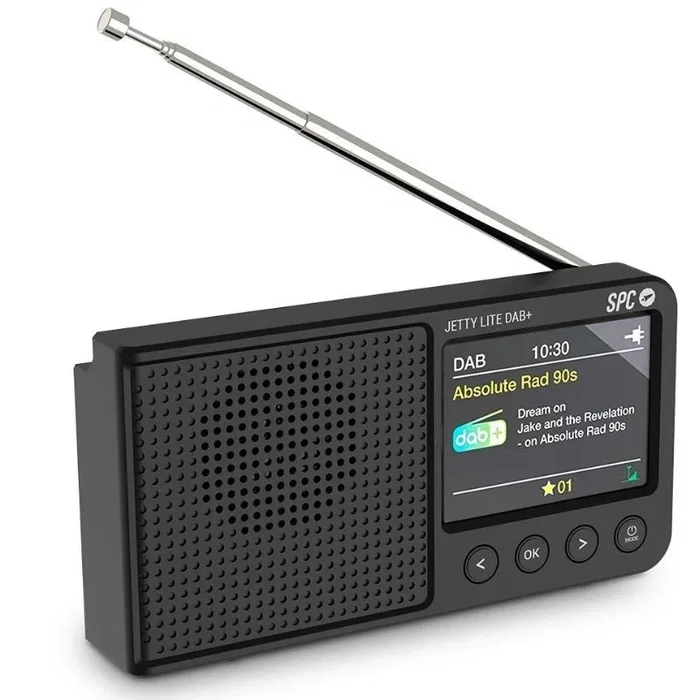 SPC Radio Portátil Jetty Lite DAB+ Negra 4591N | Radio Digital FM Bluetooth Pantalla TFT 2.4" Batería 7h | Ideal para Viajes y Uso Diario