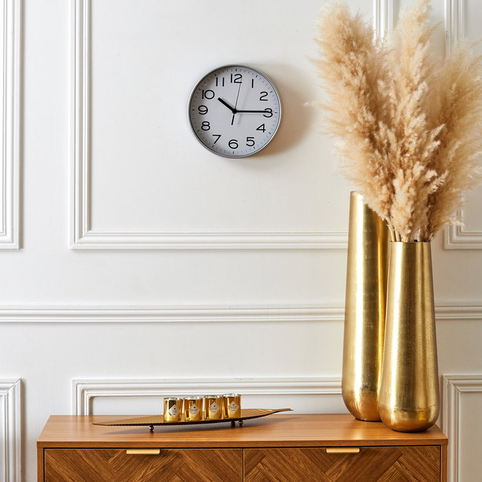 Home Deco Factory Reloj de Pared Silencioso Studio, Diámetro 25 cm, Colección Essentiel, Funciona con Pila AA