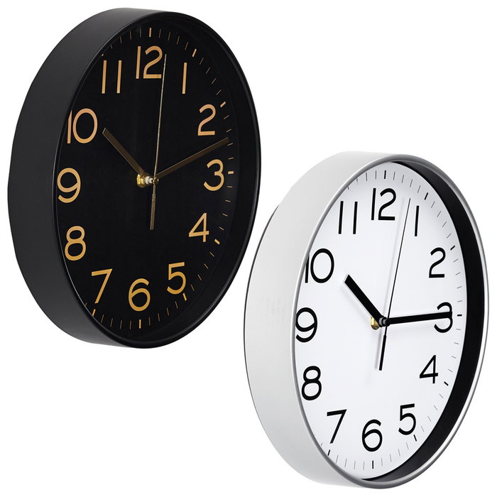 Home Deco Factory Reloj de Pared Silencioso Studio, Diámetro 25 cm, Colección Essentiel, Funciona con Pila AA